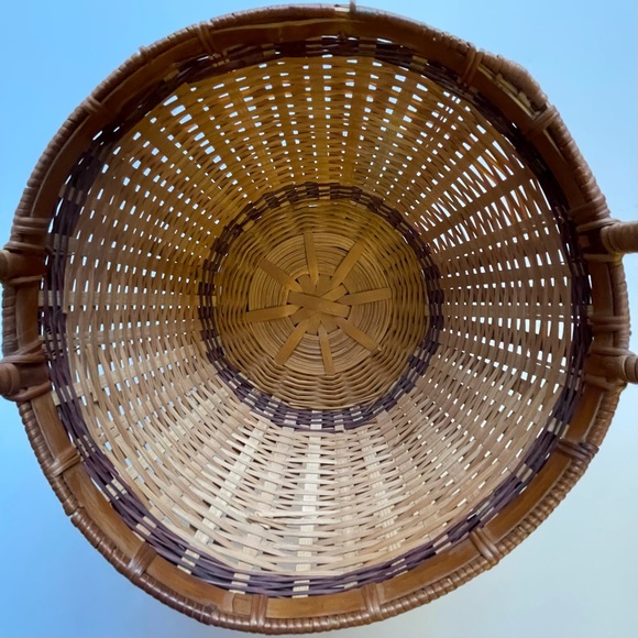 Brown Rattan 8 Inch Diameter Basket with Handle - Picture 4 of 5